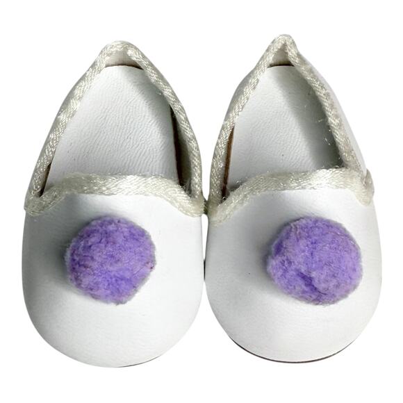 American Girl Doll Nellie Pajamas PomPom Slippers Hanger Purple Top Pant Pjs Box - Picture 7 of 9